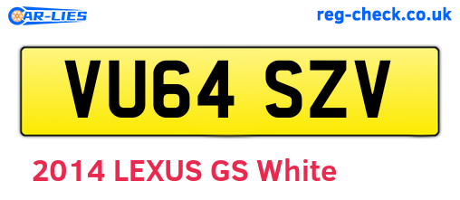 VU64SZV are the vehicle registration plates.