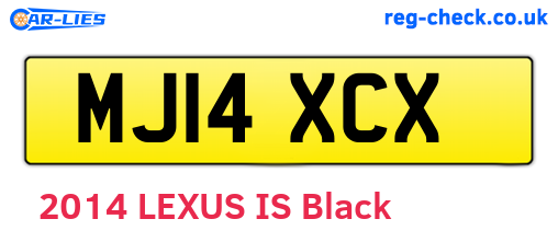 MJ14XCX are the vehicle registration plates.