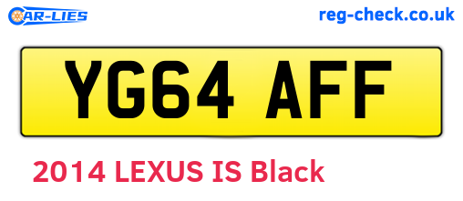 YG64AFF are the vehicle registration plates.