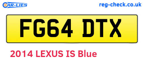 FG64DTX are the vehicle registration plates.