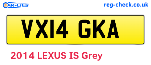 VX14GKA are the vehicle registration plates.