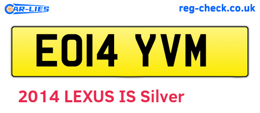 EO14YVM are the vehicle registration plates.