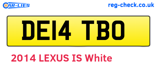 DE14TBO are the vehicle registration plates.