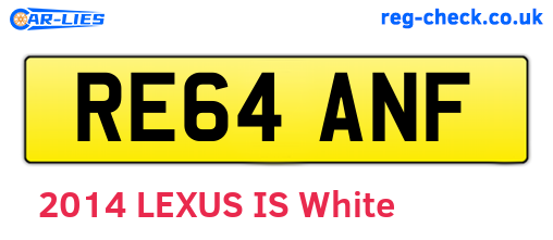 RE64ANF are the vehicle registration plates.
