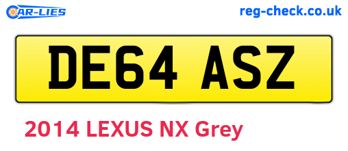DE64ASZ are the vehicle registration plates.