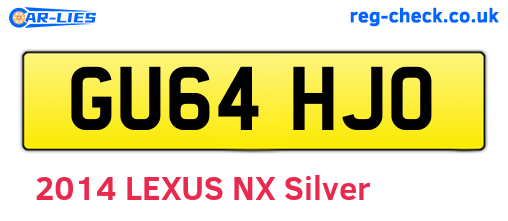 GU64HJO are the vehicle registration plates.