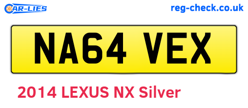 NA64VEX are the vehicle registration plates.