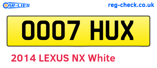 OO07HUX are the vehicle registration plates.