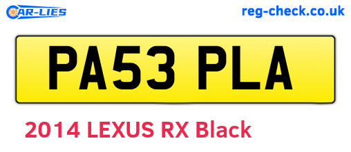 PA53PLA are the vehicle registration plates.