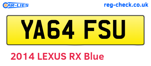 YA64FSU are the vehicle registration plates.