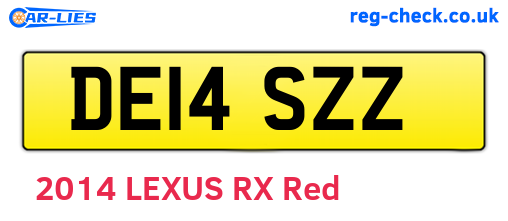 DE14SZZ are the vehicle registration plates.