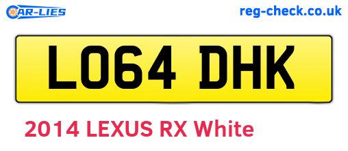 LO64DHK are the vehicle registration plates.