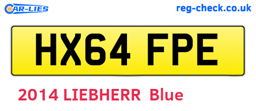 HX64FPE are the vehicle registration plates.