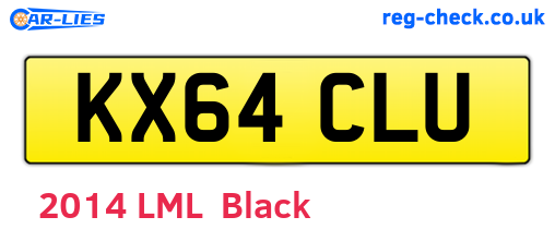 KX64CLU are the vehicle registration plates.
