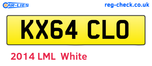 KX64CLO are the vehicle registration plates.