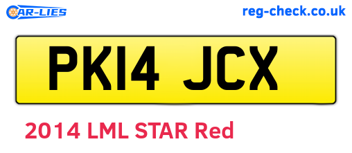 PK14JCX are the vehicle registration plates.