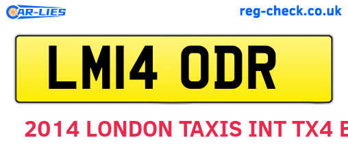 LM14ODR are the vehicle registration plates.
