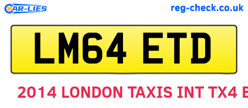 LM64ETD are the vehicle registration plates.