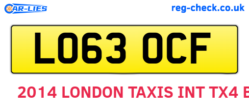 LO63OCF are the vehicle registration plates.