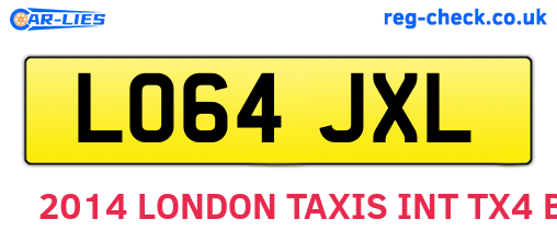 LO64JXL are the vehicle registration plates.