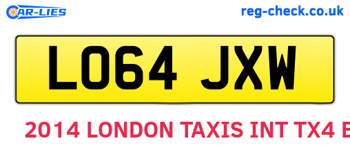 LO64JXW are the vehicle registration plates.