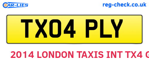 TX04PLY are the vehicle registration plates.