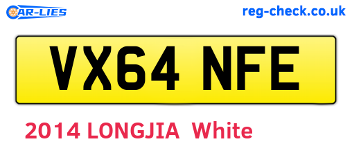 VX64NFE are the vehicle registration plates.