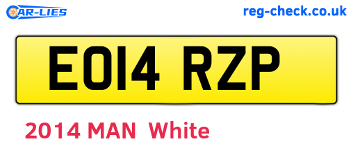 EO14RZP are the vehicle registration plates.