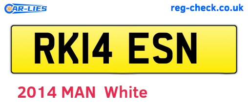 RK14ESN are the vehicle registration plates.