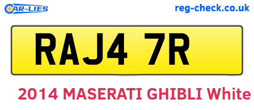 RAJ47R are the vehicle registration plates.