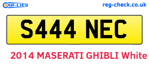 S444NEC are the vehicle registration plates.