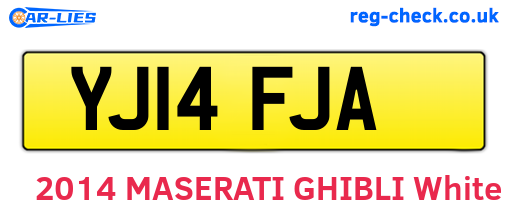 YJ14FJA are the vehicle registration plates.