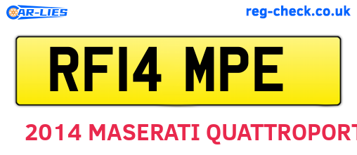 RF14MPE are the vehicle registration plates.