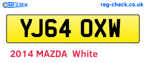 YJ64OXW are the vehicle registration plates.