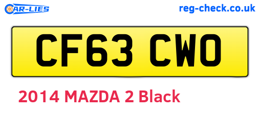 CF63CWO are the vehicle registration plates.