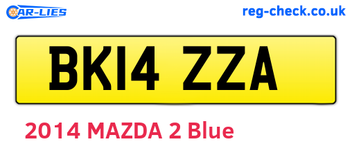BK14ZZA are the vehicle registration plates.
