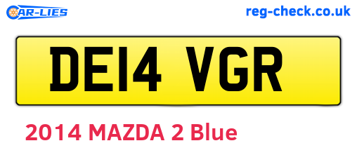 DE14VGR are the vehicle registration plates.