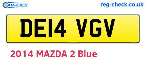 DE14VGV are the vehicle registration plates.