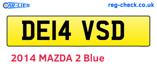DE14VSD are the vehicle registration plates.