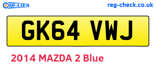 GK64VWJ are the vehicle registration plates.