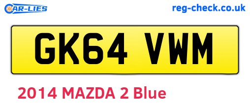 GK64VWM are the vehicle registration plates.