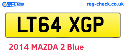 LT64XGP are the vehicle registration plates.