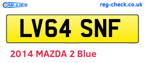 LV64SNF are the vehicle registration plates.