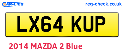 LX64KUP are the vehicle registration plates.