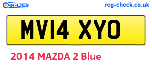 MV14XYO are the vehicle registration plates.