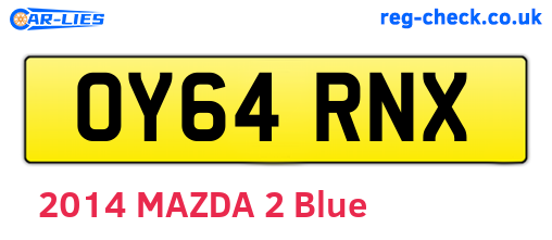 OY64RNX are the vehicle registration plates.
