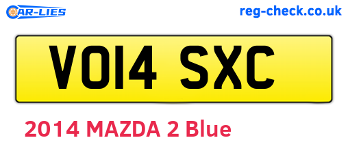 VO14SXC are the vehicle registration plates.