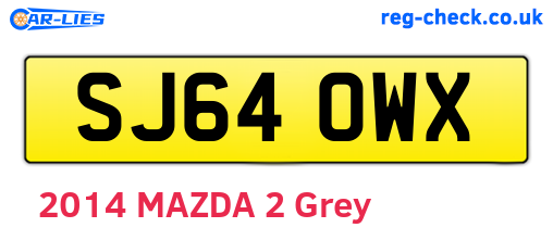 SJ64OWX are the vehicle registration plates.