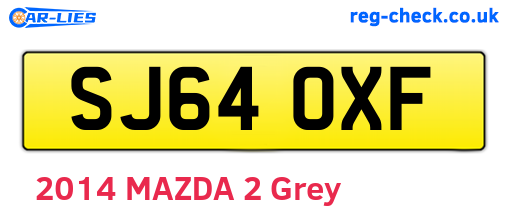 SJ64OXF are the vehicle registration plates.