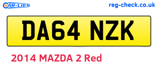 DA64NZK are the vehicle registration plates.